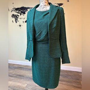 Kay Unger New York Green Cap Sleeve Scoop Neck Dress With Jacket Size 4.